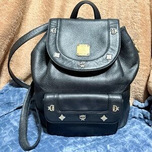 MCM Black Leather Backpack